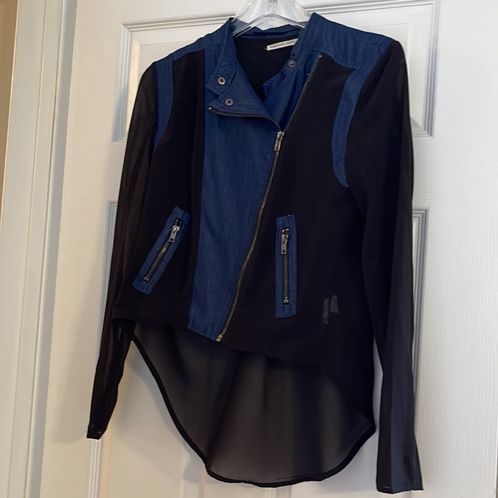 Mustard Seed black sheer and denim blazer/jacket